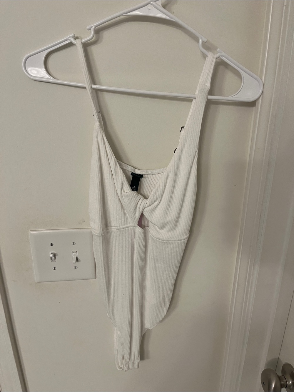 wild fable White Ribbed Twist-Front Bodysuit
